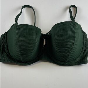 Shade & Shore Forest Green Textured Bikini Top Size 36D Women’s